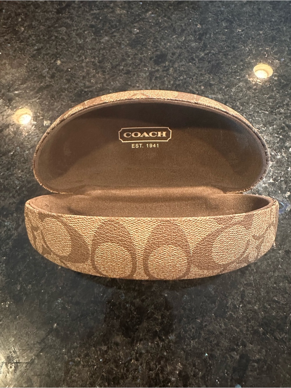 COACH Brown Signature Pattern Sunglasses Case